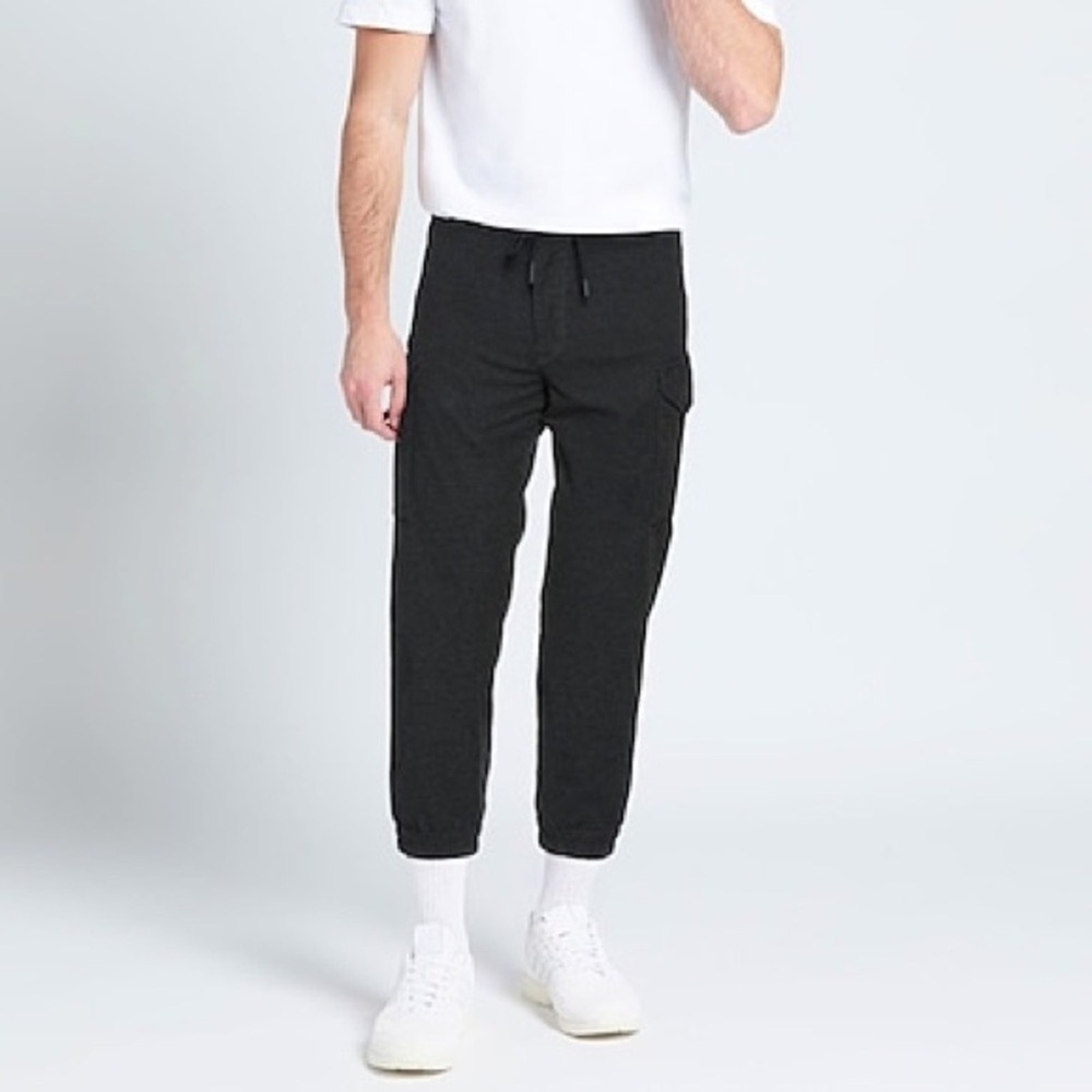 Hugo‎ Boss Flannel Cargo Joggers Charcoal Gray Black Size 36R New Retails $178